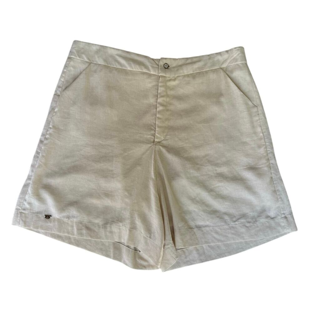 Joelik Womens M Lined Linen Blend Soft Shorts Off White Old Money Neutral Casual